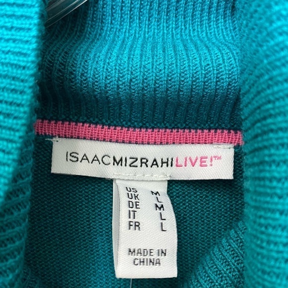 ISAACMIZRAHLIVE Turtleneck Medium Long Sleeve Cotton Rayon Large Sweater NEW - Picture 7 of 7